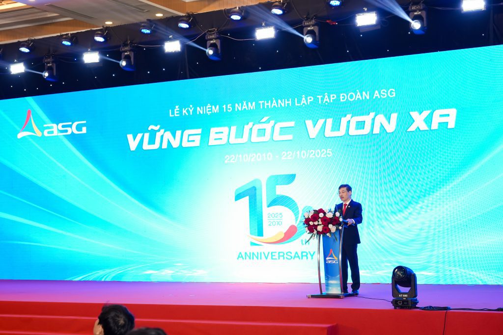 Ông Dương Đức Tính - Chủ tịch Hội đồng quản trị Tập đoàn ASG phát biểu tại Lễ kỷ niệm